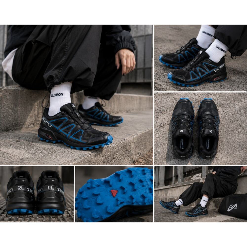 Salomon Speedcross Trail Running Shoes Black Blue Women’s Size 5.5 EUR 36